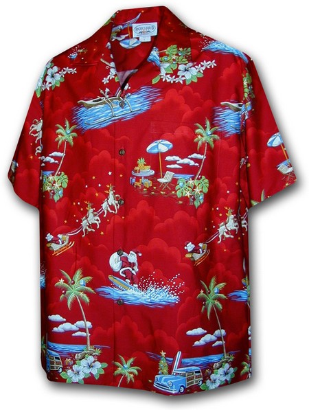 Chemise hawaienne Noël Rouge